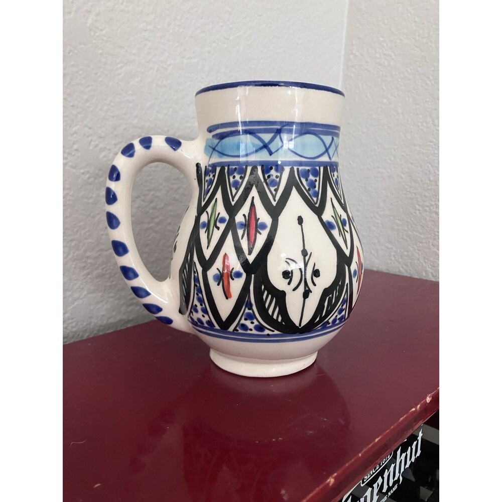 Le Souk Ceramique Malika Stoneware Belly Mug Hand-Painted in Tunisia